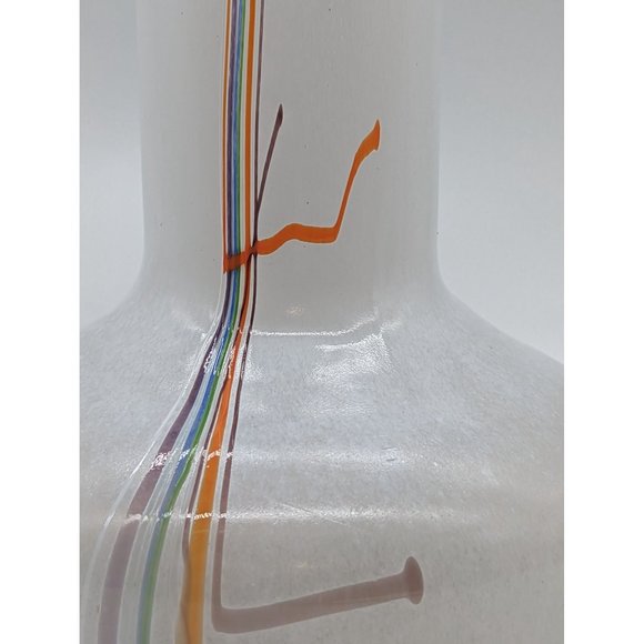 Kosta Boda Signed Bertil Vallien 80s "Rainbow Series" Stripe Glass Vase Flowers - Picture 3 of 15